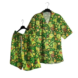 Grass Starter Gen 4 PKM Hawaii Set Hawaiian Shirt, Hawaiian Short - For All Ages Palm Tree Anime Manga Shirt Video Game Gifts Summer Beach aloha tropicals