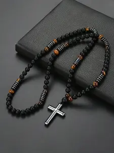 Handmade Beaded Cross Pendant Necklace, Crystal Pendant, Fashion Accessory for Daily Wear & Special Occasions, Energy Healing Jewelry Gift