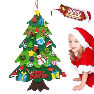 Felt Christmas Tree with Detachable Ornaments, 1 Set Hanging Xmas Tree Kit, DIY Handicrafts Festival Wall Decoration