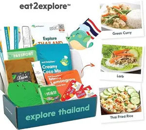 eat2explore Thailand Cooking Kit for - Interactive & Educational Set with 3 Recipe Cards, Key Ingredients & Cooking Tools - Ideal Idea for Kids who Love to Create Meals