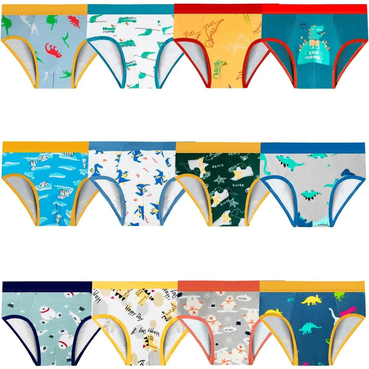 KF5-UDW05 Boys' Cotton Toddler Underwear Briefs - Soft Comfy, Colorful Cute Cartoon, 2-9 Years, 12 Pack, Soft Comfy Underwear, Breathable Undergarments, Colorful Underwear