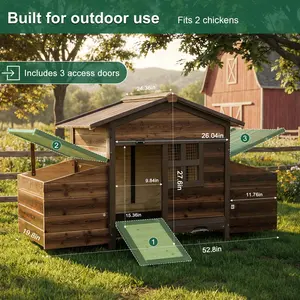 Gaptainer Chicken Coop with 2 Nesting Boxes,Large Outdoor Wooden Chicken Hen House Cages for 2-6 Chickens,Easy Clean Poultry Hutch for Backyard