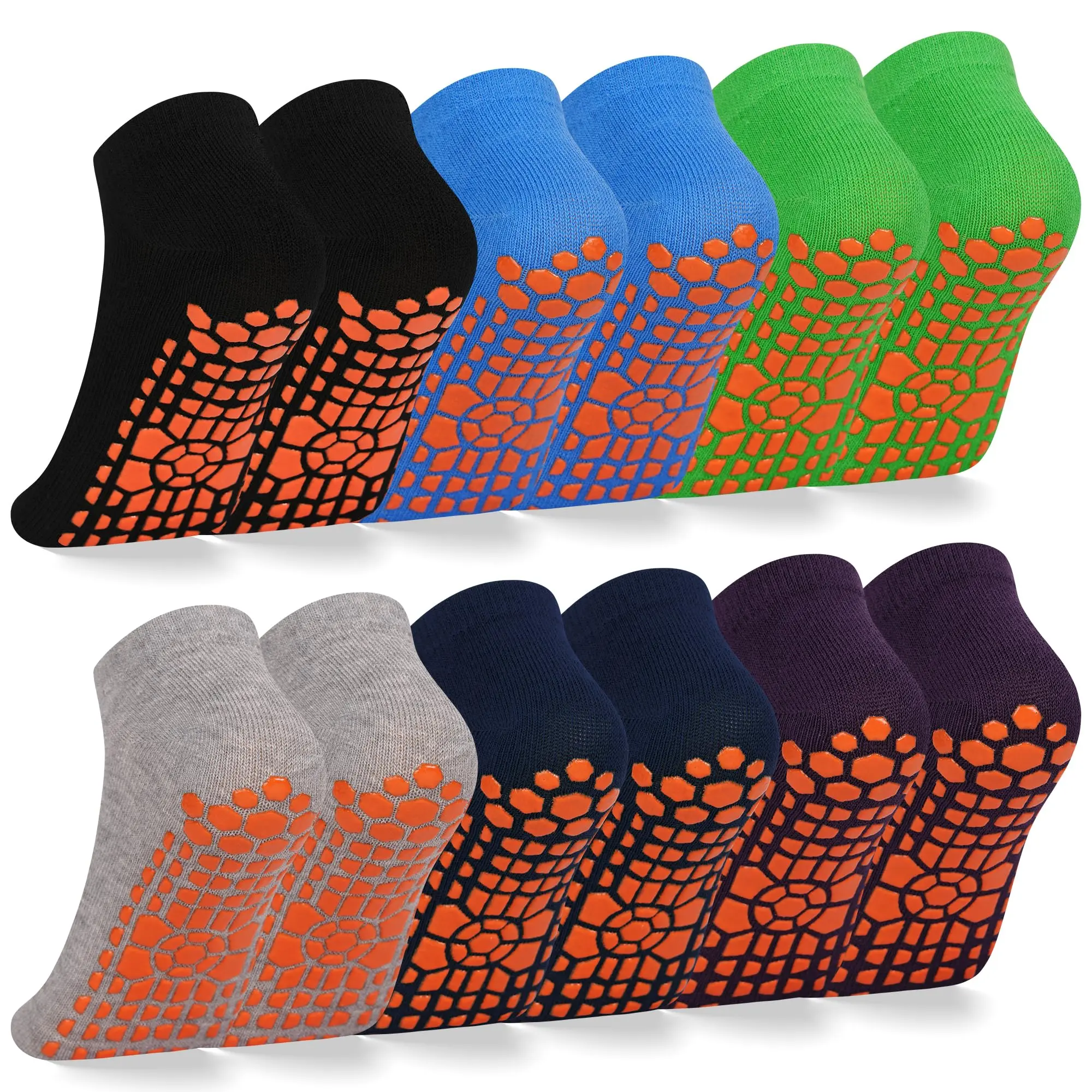 TPHON#BacktoSchool  6 Pairs Non-Slip Toddler Socks Boys Girls Grip Ankle Sticky Socks Anti-Skid Sock for 2-13 Years Kids