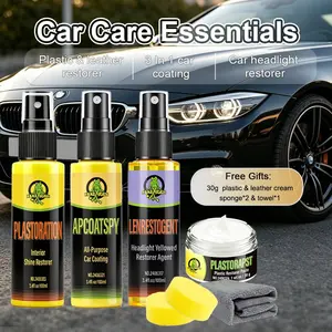 Car Care Maintenance Kit - Essential Set for Car Paint Coating, Interior Leather & Plastic Restoration, Headlight Renovation, and Complete Vehicle Coating Products | Auto Care Maintenance Solutions