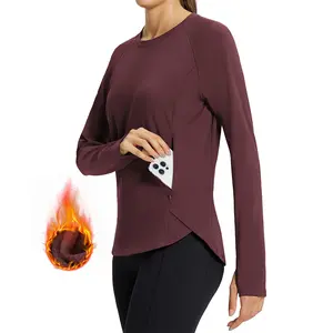 baleaf Women's Thermal  Long Sleeve Tops Fleece Lined Shirts Cold Weather Running Gear Workout Zipper Pocket Thumbholes Lounge Home Snow Ice Skating Stylish Winter Outfits Base Layer