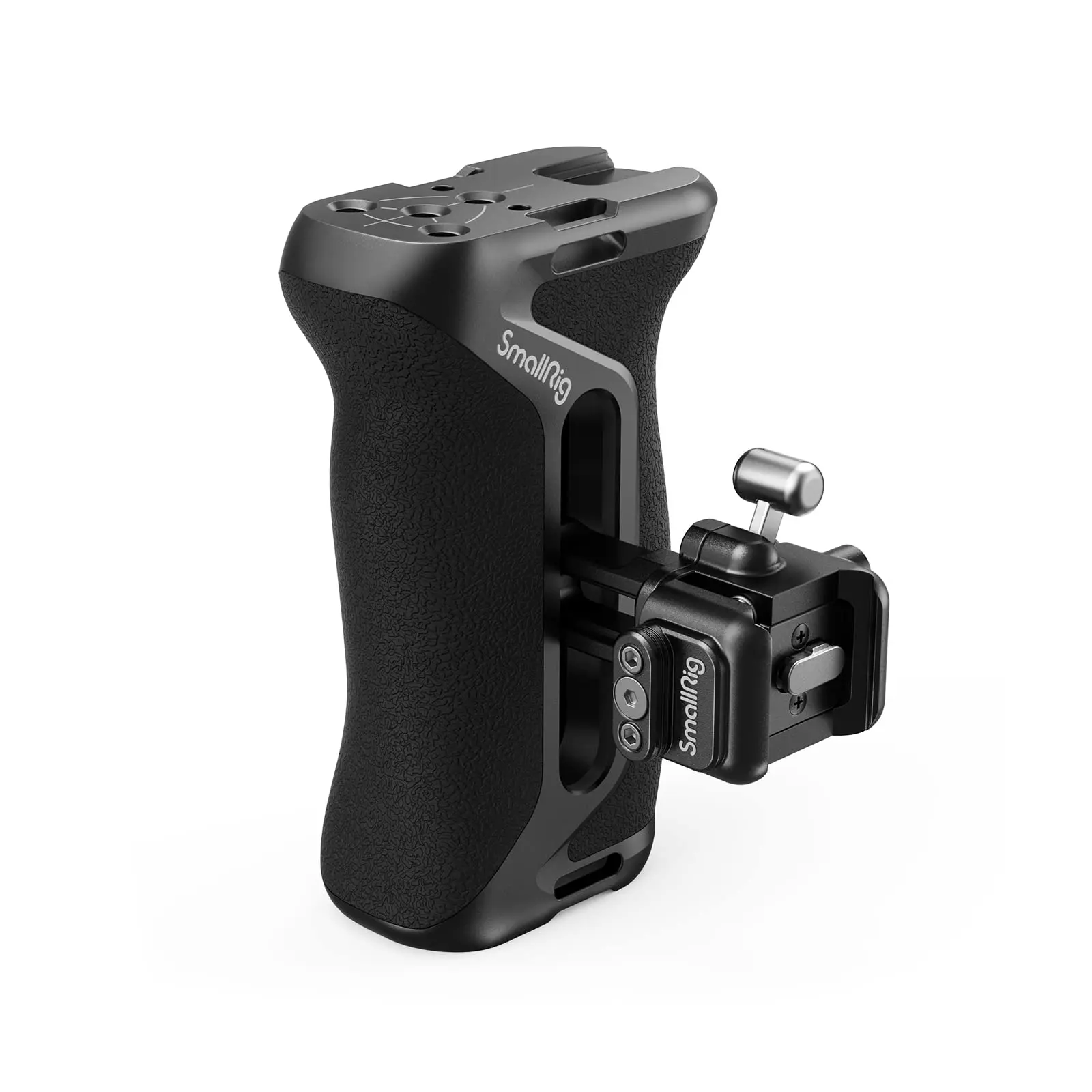 SmallRig Metal Ergonomic Snap-On NATO Camera Side Handle, Quick Lock Design, Up/Down Adjustable, Built-In Cold Shoe Mount, 1/4"-20 Thread Hole, Wrist Strap Hole for Camera Stabilization Accessories - 4017