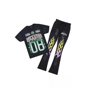 Quito Black T-Shirt/Stacked Flare Track Set
