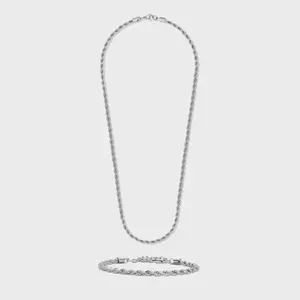 Rope Chain + Bracelet (Silver) - 4mm