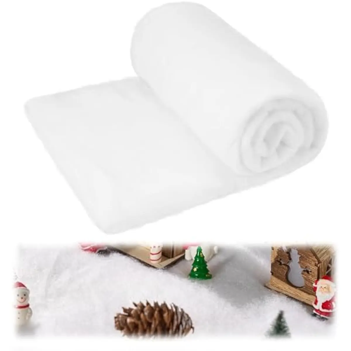 Christmas Snow Blanket Roll (3x8 Ft,1 Pcs) for Christmas Decoration,Thick White Soft and Artificial Snow Blankets for Under The Xmas Tree Xmas Decor, Holiday and Winter Village Displays
