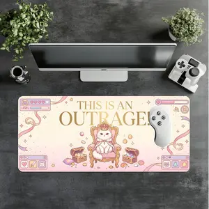 This is an Outrage Desk Mat, Princess Donut Gaming Mouse Pad, Dungeon Crawler Carl Fan Art,LitRPG Bookish Gift,Goddamnit Carl Large Mousepad