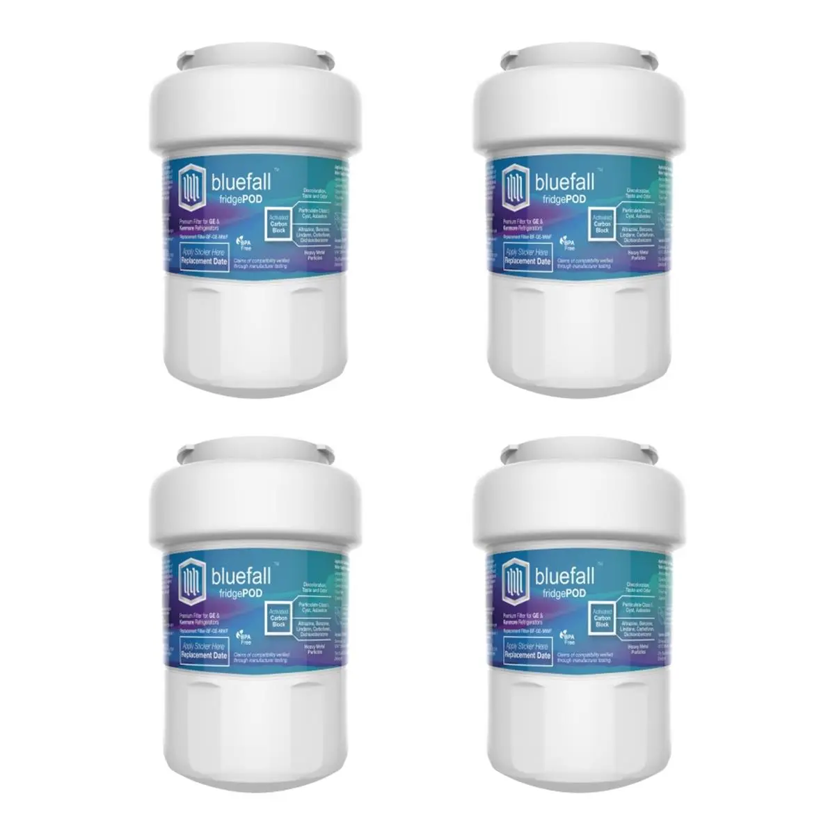 BlueFall  GE MWF Refrigerator Water Filter Compatible - Pack of 4