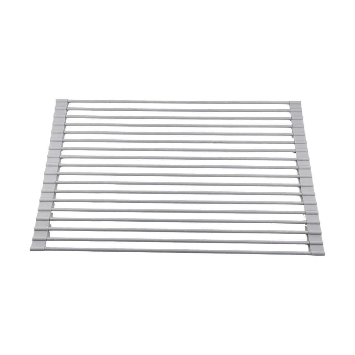 MDZF Silicone Foldable Dish Drying Rack - 18 Rods, 33x52cm, Long Handle, Grey, Kitchen Storage Organizer