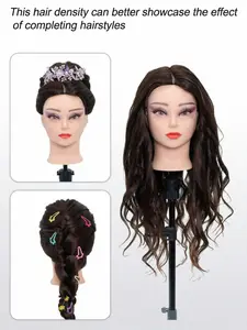 Mannequin Head with Human Hair, Adjustable Wig Stand Holder, Essential for Wig Display, Haircut Practice, and Makeup Training