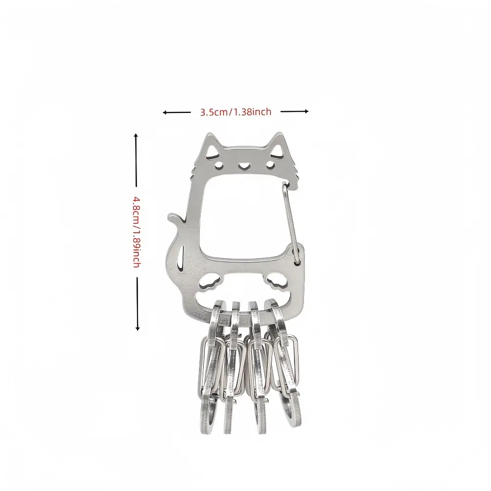 Cute Cat Laser-Cut Stainless Steel Keychain Accessories - Corrosion-Resistant, Sturdy, Compact Carabiner Clip Keychain with Heavy-Duty Spring Hook, Lightweight Key Holder for Daily Carry, Mini Gift for Cat Lovers, Carabiner Clip Keychains