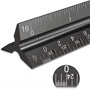 12 Inch Aluminum Architect Scale, Professional Drawing Scale, Triangular Scale, Hand Measuring Tool for Home & Office & School, Teaching Supplies