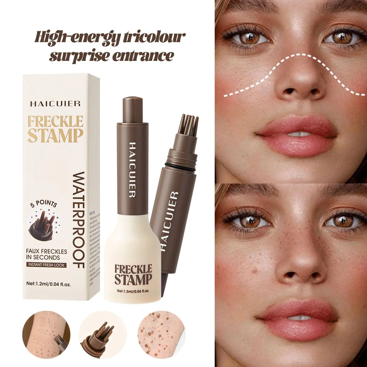 Freckle Stamp Pen, Quick-Dry Waterproof, Natural Freckle Makeup, Three Colors Available, Ideal for Daily Commute and Outdoors