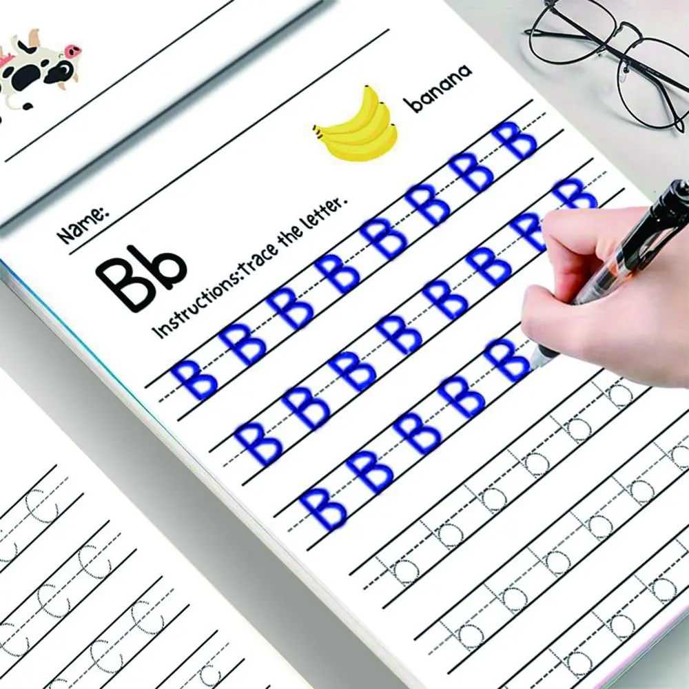 64 Pages Alphabet Practice Book, Tracing Preschool Books, with Cute Cartoon Patterns, Learning Aid for Kids, Fun Writing Activities, Handwriting Exercises & Durable Paper, Letter Tracing, School Supplies, Ideal Back to School Gift