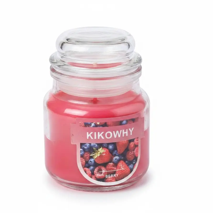 Red berry-scented soy wax candle, mushroom cap glass jar candle, indoor ambiance candle, long-lasting scented decorative candle, suitable for home decor, Halloween, Christmas, and holiday gifts