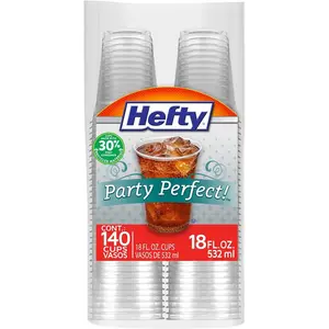 140 Count Party Perfect Clear Plastic Cups, 18 Ounce