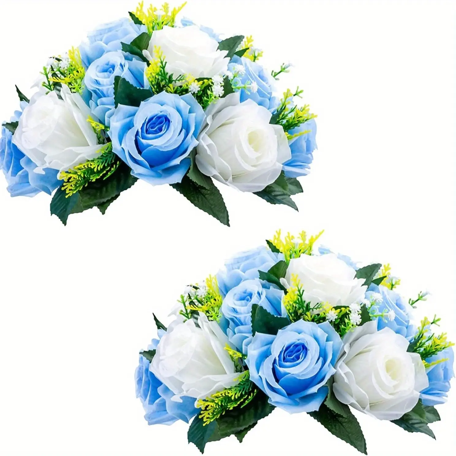 Popular cross-border imitation flower wedding series leading decoration table fake flower living room hotel turntable middle desktop decorative flower sky blue Plastic Faux Flowers Artificial Flowers Artificial Flower Decorations