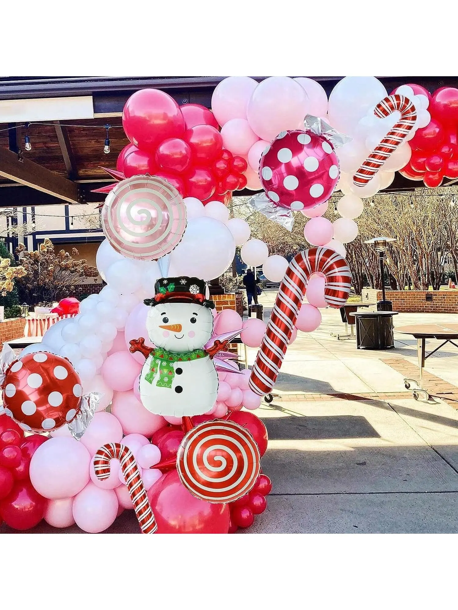 Christmas Balloon Snowman Candy Christmas Crutch Aluminum Foil Balloon Christmas Party Decoration Birthday New Year Supplies with Colorful Balloons and Festive Design