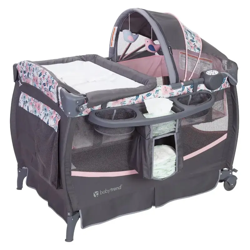 Baby Trend® Deluxe II Portable Nursery Center® Playard w/ Removable Full-Size Bassinet, Parent Organizer & Canopy