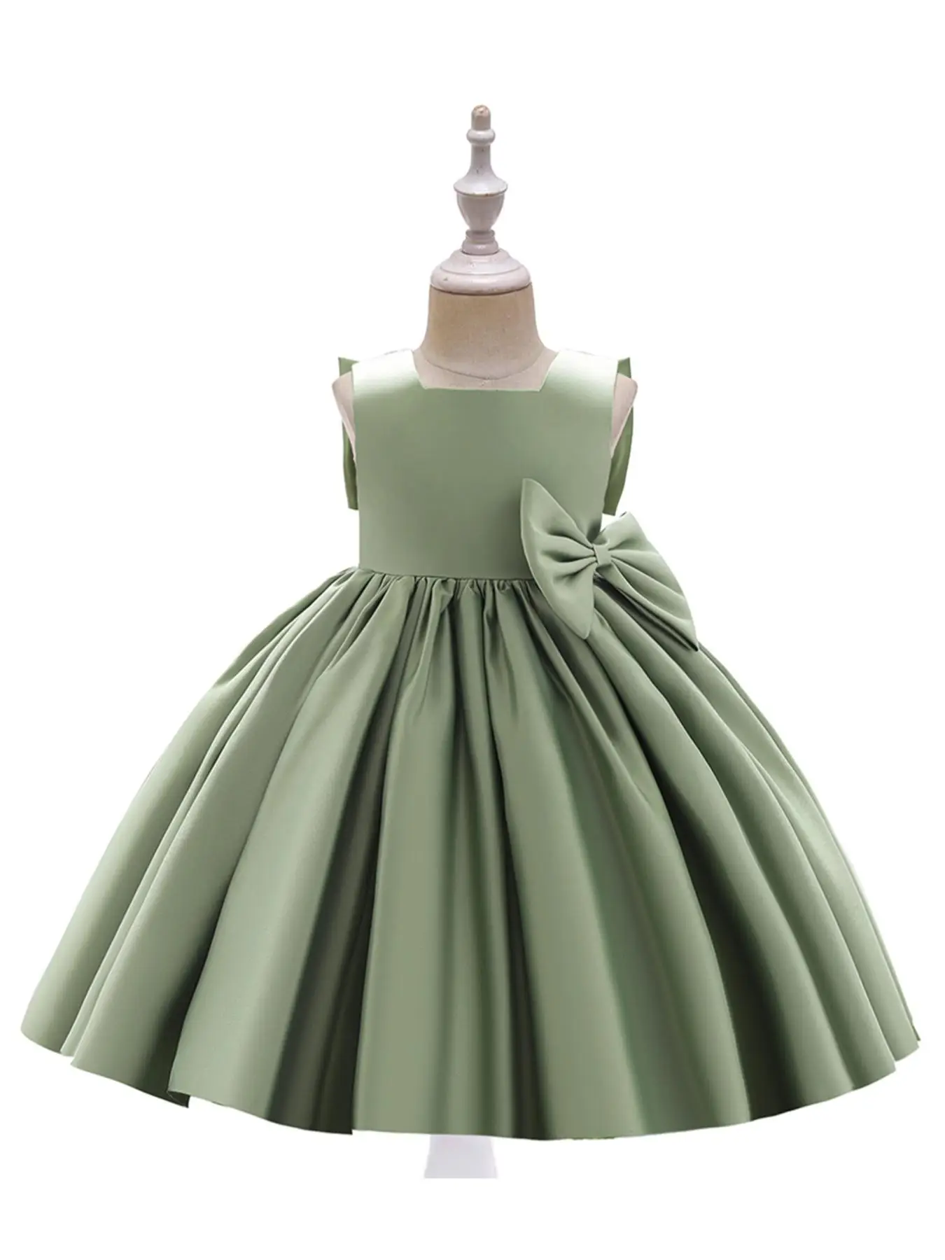 Toddler Girl's Big Bow Decor Sleeveless Tank Dress, Cute Romantic Round Neck Fit & Flare Dress for Party, Toddler Girls Partywear for Summer