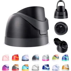Replacement lid for water bottle, compatible with standard cups in 16oz, 24oz, 32oz, and 40oz sizes. One-button drinking bottle top cap replacement accessory, leakproof design, BPA-free (black).