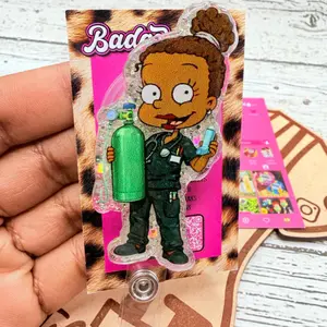 Respiratory Therapist RT Acrylic Badge Reel Retractable ID Holder For RT Students, Lung Health Specialists, And Healthcare Professionals