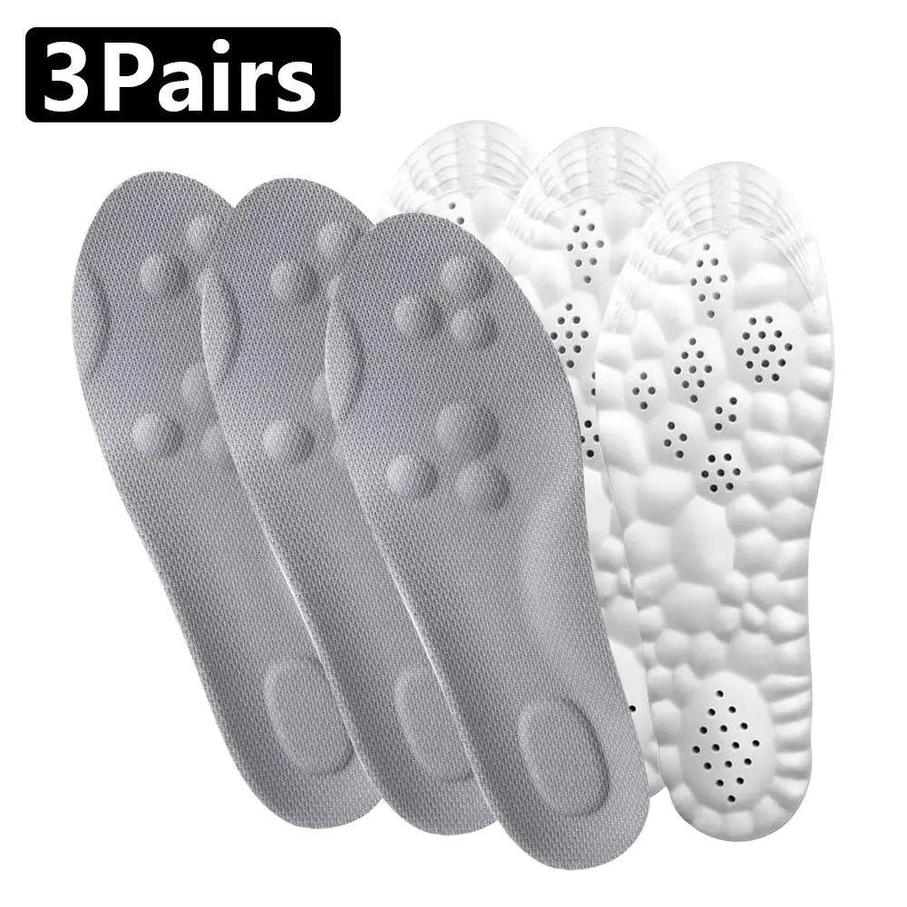 Soft Elastic Breathable Shoe Insoles - Sweat-Absorbent Lightweight Cushion Inserts for Work Shoes, Sneakers, All-Day Comfort & Fatigue Relief