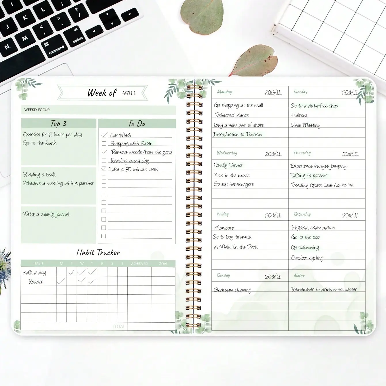 trees 1pc,Weekly Goals Schedule Weekly Planner Notepad Homeschool Planner Checklist Notebook Organizers Habit Tracker,Perfect for School, Office, Student, Office Stationery Supplies, 52 sheets/104 pages