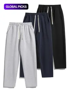 Men's Thermal Lined Pants with Drawstring Waist, Cozy Relaxed Fit Loose Sweatpants Fabric for Fall & Winter, Men's Bottoms, Menswear