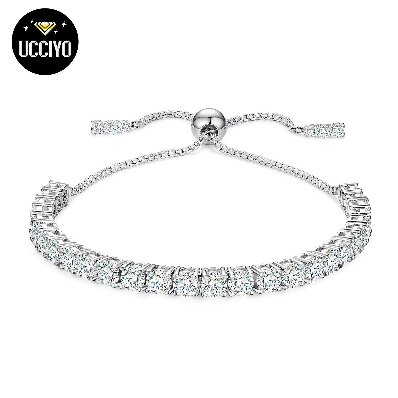 【#B97】2mm to 4mm Shiny Synthetic Moissanite Tennis Chain Bracelet Necklace 925 Sterling Silver Women Fine Jewelry Gift Party Everyday