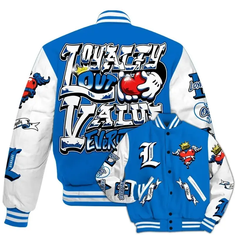 Blueberry 12s Match Varsity Jacket, Loyalty Out Value Printed Baseball Jacket, 90s Hip Hop Baseball Jacket, Men Women Sports Lightweight Jacket