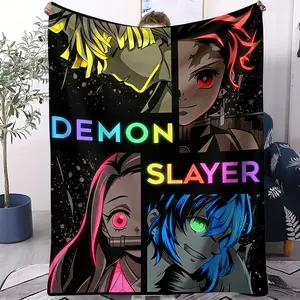 Anime Character Heat Print Double-Faced Flannel Fleece Blanket Throw - Ultra-Soft Fine Fiber Flannel Blankets, Multi-Size, Warm, Ideal for Home & Camping, Perfect Gift for Anime Fans