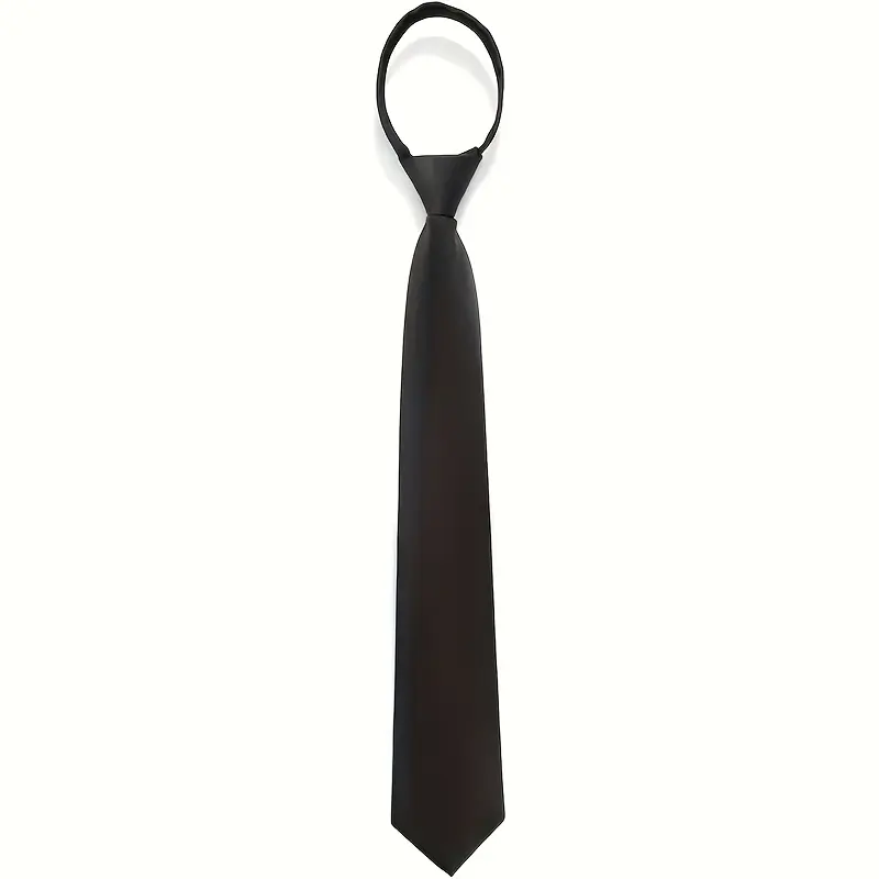 Men's Pre-tied Adjustable Zipper Black Tie Necktie - Easy-Wear Formal Accessory for Wedding, Business Events, Black Tie Neckties