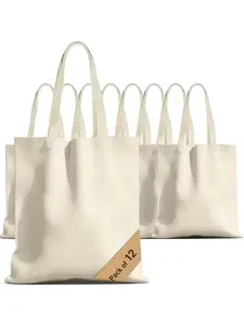 12 Pack Economical Canvas Tote Bags, Large Capacity Durable Reusable Shopping Bags, Ideal for DIY, Advertising, Promotions, Gifts, Events, Reusable Grocery Bags