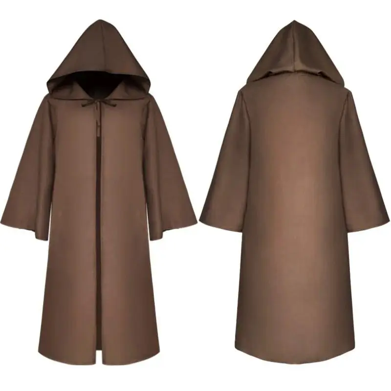 Men Women Halloween Carnival Party Vampire Cloak Outfit Vintage Renaissance Medieval Cosplay Witch Monk Hooded Robe Costume Suit