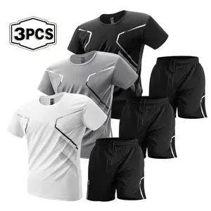Summer Ice Silk Speed Drying Sports Set for Men, Breathable, Fitness, Running, Loose, Cool, Skin friendly, Casual Two piece Set