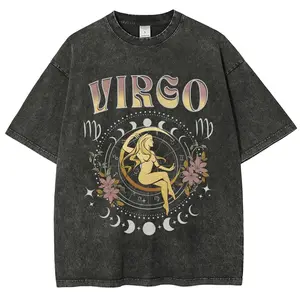 12 Zodiac Sign Print T-shirt oversized  boxy  tee