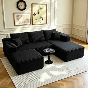 [2-3 Packages] Oversized L-Shape Chaise Cloud Couch, 106" Modular Corduroy Velvet Upholstered Sofas Living Room, No-Assembly Convertible Loveseat Sofa Bed for Bedroom