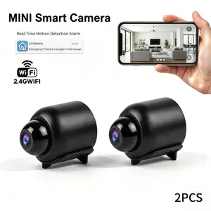 2PCS Mini 1080P WiFi Smart Security Camera, 2.4G Wireless Indoor Surveillance Cam, Night Vision, Motion Detection Alarm, Audio Recording, Remote Phone App Control, SD & Cloud Storage, Baby Pet Nanny Monitor Camera