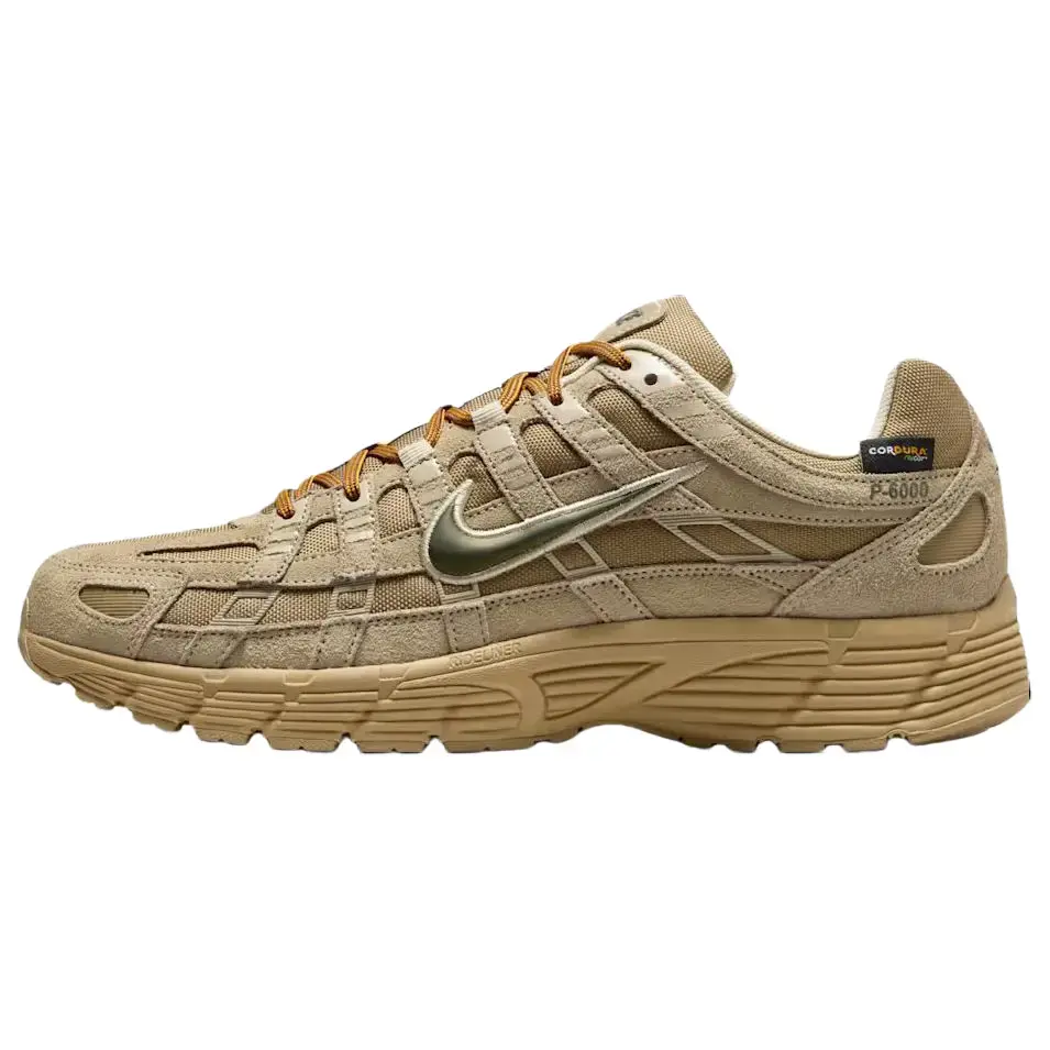 NIKE Men's P-6000 Premium Cordura Mesh Sneaker - 'Filbert Desert Khaki', Layered Retro Old School Cool Casual Running Durable Outdoor Sports Footwear, Retro Fit, Rubber, Foam, Retro Look