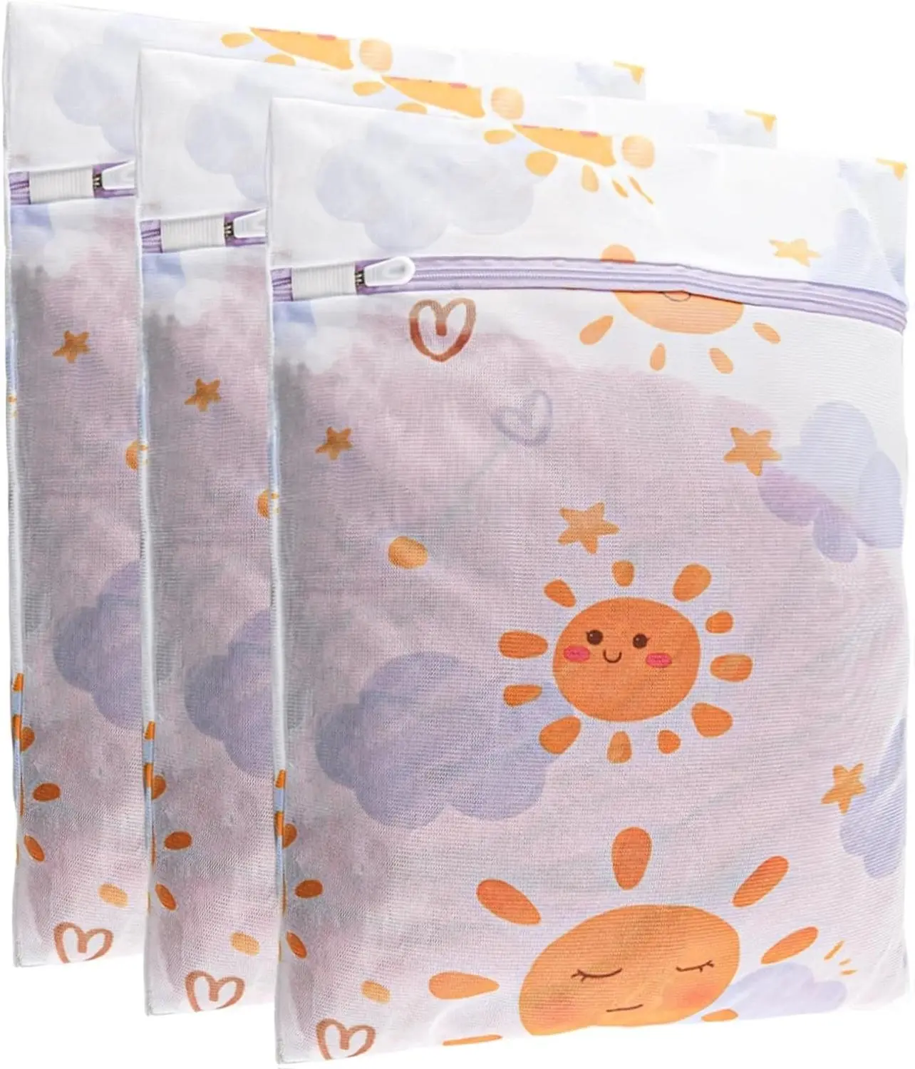 3Pcs Laundry Bag with Premium Zipper for Delicates 120g Honeycomb Mesh High Quality Materials Reusable and Rust-Free Zippers Sunny Design