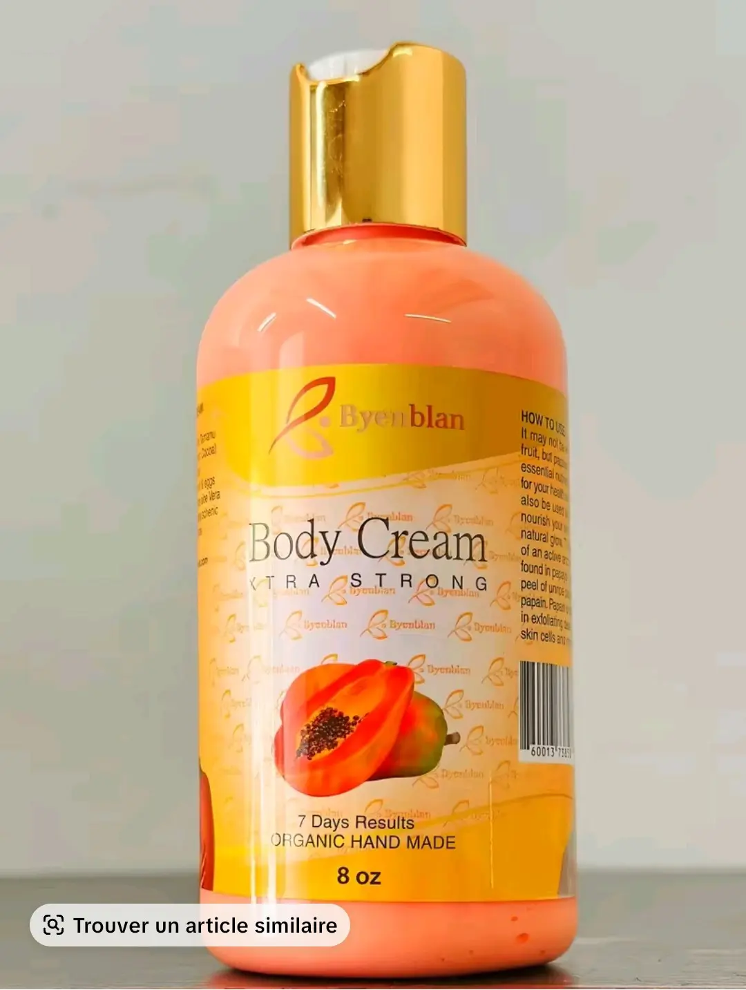 Byenblan Papaya Body Cream 8 oz - 7 Days Results for Clean Your Body - Organic Hand Made - Tra Strong