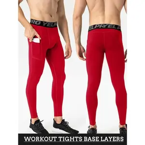 1 Pack Mens Compression Pants Running Tights Athletic Sports Baselayer Pockets Basketball Active Tights