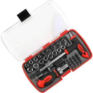 Ratcheting screwdriver sets nut driver set Magnetic Muti Screwdriver Bits Sockets Set T-handle Rachet Tools Set Basic Tool Kit 38-piece for home repair dorm mechanics
