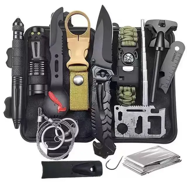 12-in-1 Survival Equipment Kit - Perfect Christmas Birthday Gifts for Men Dad Husband Boyfriend Teen Boy, Mens Fishing Hunting Stocking Stuffers