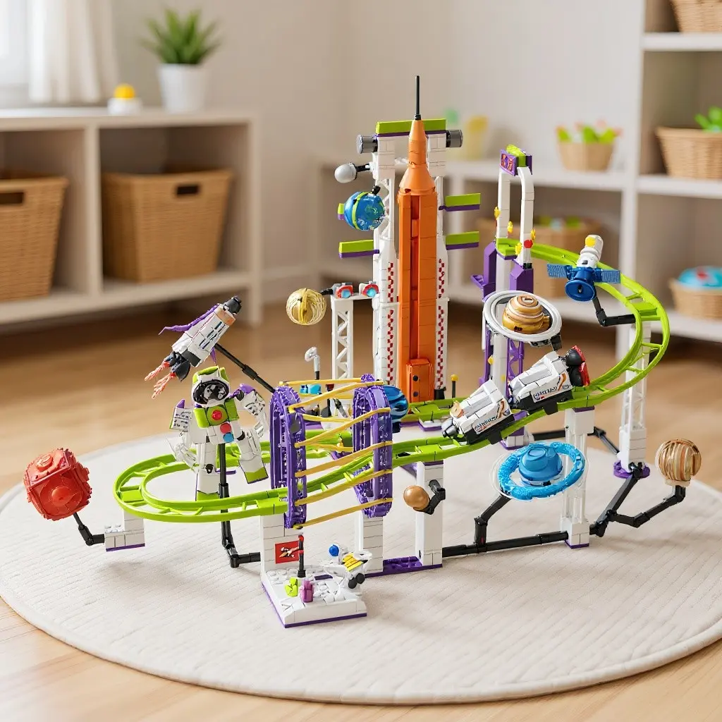 Space-Themed Building Blocks Set, Interactive Roller Coaster Track, Unisex Toy for Kids, Birthday Gift Idea, Model Xinghao 9221, Building Block Sets