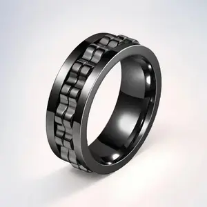 Men's Gear Rotating Ring -width 8mm us size 6-13 Fashionable Decompression Titanium Steel Ring - Unique and Trendy Men's Gift X60